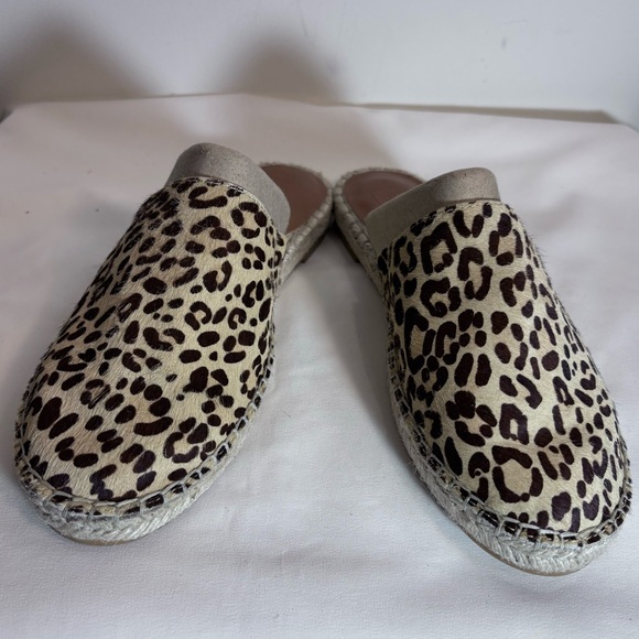 GAP Sz 9 Slides Leopard Print Espadrilles Slip On Slides Pony Hair Flats - Picture 2 of 9